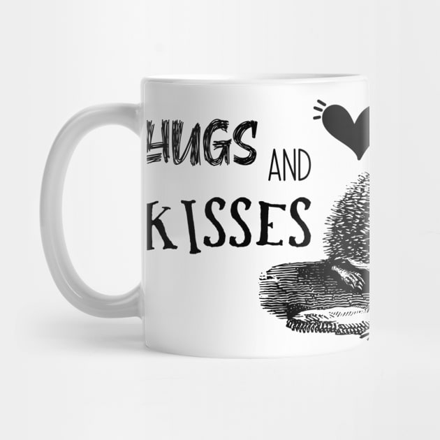 Hugs and Kisses Y'all. Funny Valentine with Hedgehog by Biophilia